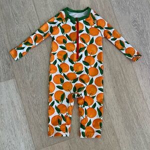 Baby toddler boys Full Body Rashguard Orange Print Swimsuit Sz 18-24 Months